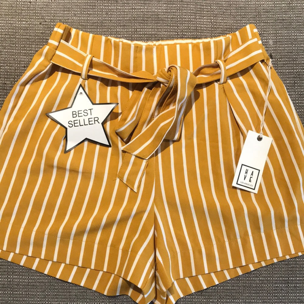 *NWT* Gold Shorts With White Stripes